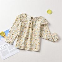 Pastoral Style Floral Long-sleeved Blouse Girls Green Suspenders Trousers main image 5
