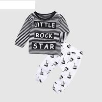 Rock Music Baby Children's Casual Long-sleeved Striped T-shirt Children's Suit Trend main image 1