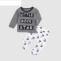 Rockmusik Baby Kinder Lässig Langarm Gestreiftes T-shirt Kinderanzug Trend main image 1