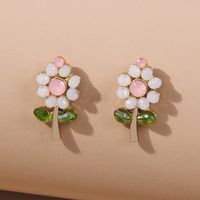 Fashion Imitation Crystal Small Fresh Flower Earrings sku image 2