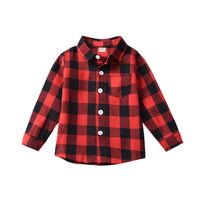 2021 Autumn New Boys' Plaid Shirt Casual Top Letter Printed Children's Handsome Shirt Boys' Clothing main image 6