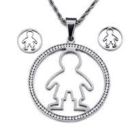 Korean Version Of Titanium Steel Jewelry Set Fashion Round With Diamonds Boys Pendant main image 6