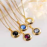 Fashion New Round Personality Crystal Necklace Earrings Gold Set main image 3