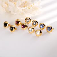 Fashion New Round Personality Crystal Necklace Earrings Gold Set main image 4