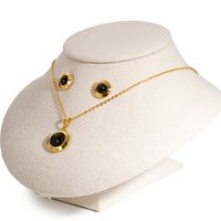 Fashion New Round Personality Crystal Necklace Earrings Gold Set main image 5