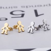 Simple Style Doll Titanium Steel 18K Gold Plated Earrings Ear Studs main image 3