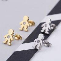 Simple Style Doll Titanium Steel 18K Gold Plated Earrings Ear Studs main image 4