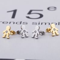 Simple Style Doll Titanium Steel 18K Gold Plated Earrings Ear Studs main image 5