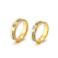 European And American Style Fashion English Forever Love Zircon Couple Ring main image 1
