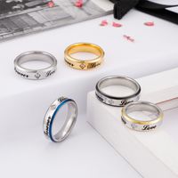European And American Style Fashion English Forever Love Zircon Couple Ring main image 3