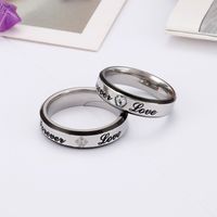 European And American Style Fashion English Forever Love Zircon Couple Ring main image 5