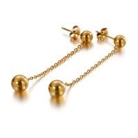 Japonés Y Coreano Temperamental Moda Tamaño Acero Bola De Oro Rosa Pendientes De Perno De Moda Femenina Moda Personalizada Desgaste De Cadena Pendientes De Bola De Acero Mezclado Lote main image 1