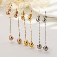 Japanese And Korean Temperamental Fashion Size Steel Ball Rose Gold Stud Earrings Female Fashionmonger Personalized Chain Wear Steel Ball Earrings Mixed Batch main image 4