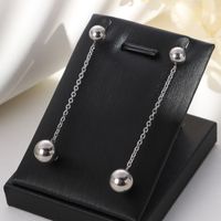 Japanese And Korean Temperamental Fashion Size Steel Ball Rose Gold Stud Earrings Female Fashionmonger Personalized Chain Wear Steel Ball Earrings Mixed Batch main image 5