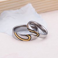 Korean Version New Gold Heart-shaped Couple Ring Creative Couple Ring Wholesale main image 5