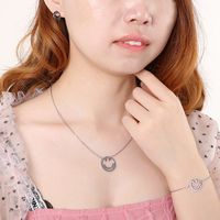 Korean Titanium Steel Smile Expression Jewelry Bracelet Earrings Necklace Three-piece main image 3