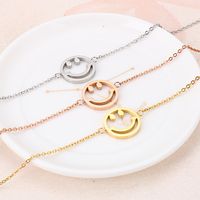 Korean Titanium Steel Smile Expression Jewelry Bracelet Earrings Necklace Three-piece main image 4