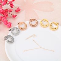 Korean Titanium Steel Smile Expression Jewelry Bracelet Earrings Necklace Three-piece main image 5