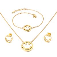 Korean Titanium Steel Smile Expression Jewelry Bracelet Earrings Necklace Three-piece main image 6