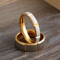 European And American New Jewelry Electroplating Sand Surface Stainless Steel Couple Ring Wholesale main image 3