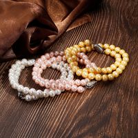 8mm Round Flawless Bright Pearl Necklace White Pink Blue Bead Bracelet Jewelry Wholesale main image 3