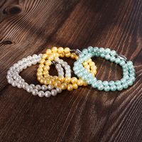 8mm Round Flawless Bright Pearl Necklace White Pink Blue Bead Bracelet Jewelry Wholesale main image 5