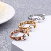 Japan And South Korea Trend Simple Fashion Stainless Steel Pearl Ladies Ring Wholesale main image 4
