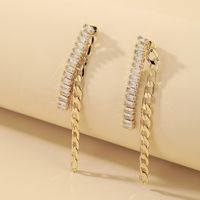 925 Silver Needle Fashion Metal Chain Zircon Tassel Earrings European And American Simple Temperament Earrings main image 1