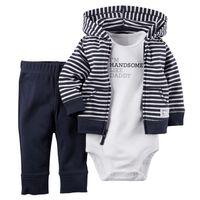 Baby Long-sleeved Hooded Sweater And Romper Pants Three-piece Set main image 3