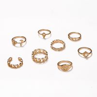 Cross-border New Ring Set Creative Pearl Rose Ring Tail Ring Set 8-piece Wholesale main image 5