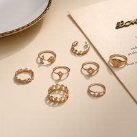 Cross-border New Ring Set Creative Pearl Rose Ring Tail Ring Set 8-piece Wholesale main image 6