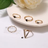 Cross-border New Ring 5-piece Set Fashion V-shaped Diamond Ring Ring Personalized Black Gem Ring main image 4