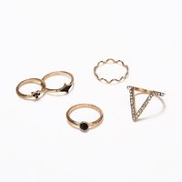 Cross-border New Ring 5-piece Set Fashion V-shaped Diamond Ring Ring Personalized Black Gem Ring main image 5