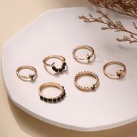 Cross-border New Ring Set Fashion Black Gemstone Star Moon 6-piece Set Joint Ring Finger Ring main image 3