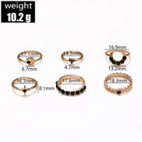 Cross-border New Ring Set Fashion Black Gemstone Star Moon 6-piece Set Joint Ring Finger Ring main image 5