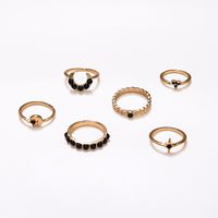 Cross-border New Ring Set Fashion Black Gemstone Star Moon 6-piece Set Joint Ring Finger Ring main image 6
