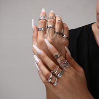 Cross-border New Ring 13-piece Set Bohemian Style Ring Chain Butterfly Frog Snake Ring main image 3