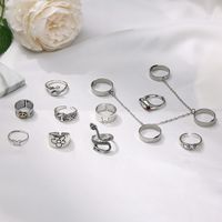 Cross-border New Ring 13-piece Set Bohemian Style Ring Chain Butterfly Frog Snake Ring main image 4