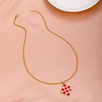 Cross-border New Geometric Square Pendant Necklace Color Dripping Oil Checkerboard Clavicle Chain Necklace main image 3