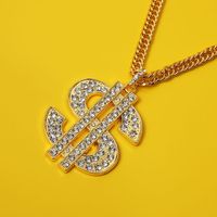 Hot Style Hip-hop Personality Trendy Brand Necklace Rhinestone-studded Dollar Pendant Necklace Necklace Sweater Chain main image 6
