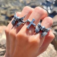 Cross-border New Halloween Skull Ring Retro Personality Butterfly Wings Ring Finger Ring Jewelry Wholesale main image 1