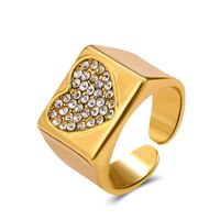 Grenzüberschreitender Neuer Ring Mode Mikrodiamant Metall Liebesring Zeigefingerring Weit Offener Ring main image 1