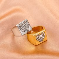 Cross-border New Ring Fashion Micro Diamond Metal Love Ring Index Finger Ring Wide Open Ring main image 3