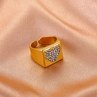Cross-border New Ring Fashion Micro Diamond Metal Love Ring Index Finger Ring Wide Open Ring main image 4