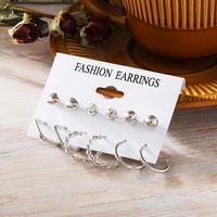 European And American Simple Earrings Alloy 6 Pairs Pearl Earrings Set Creative Ins Style Geometric Earrings main image 3