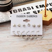 European And American Simple Earrings Alloy 6 Pairs Pearl Earrings Set Creative Ins Style Geometric Earrings main image 5