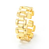 Cross-border Punk Ring Plain Ring Copper Plated 18k Gold Ring Exaggerated Personality Chain Interlocking Tail Ring main image 2
