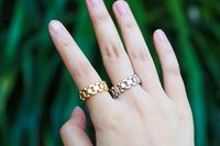 Cross-border Punk Ring Plain Ring Copper Plated 18k Gold Ring Exaggerated Personality Chain Interlocking Tail Ring main image 6