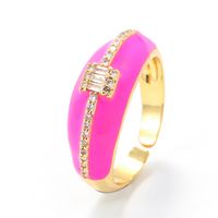 Foreign Trade Oil Drip Enamel Ring Opening Adjustable Ring Round Diamond Ring Diy Cross-border Jewelry Accessories main image 3