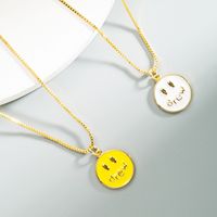 Pure Copper Dripping Oil Fashion Simple Necklace Hip-hop Style Personality Smile Expression Smiley Face Clavicle Chain main image 1